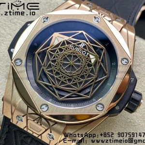 HUBLOT Big Bang Sang Bleu RG Titanium 415.OX.1118.VR.MXM17 WWF 1:1 Best Edition Blue Skeletonal Dial On Blue Gummy Strap Asian HB1213 - Super Clone Watch | 1:1 Best Version