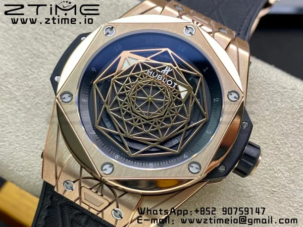 HUBLOT Big Bang Sang Bleu RG Titanium 415.OX.1118.VR.MXM17 WWF 1:1 Best Edition Blue Skeletonal Dial On Blue Gummy Strap Asian HB1213 - Super Clone Watch | 1:1 Best Version