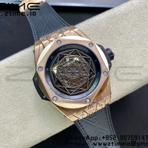 HUBLOT Big Bang Sang Bleu RG Titanium 415.OX.1118.VR.MXM17 WWF 1:1 Best Edition Blue Skeletonal Dial On Blue Gummy Strap Asian HB1213 - Super Clone Watch | 1:1 Best Version