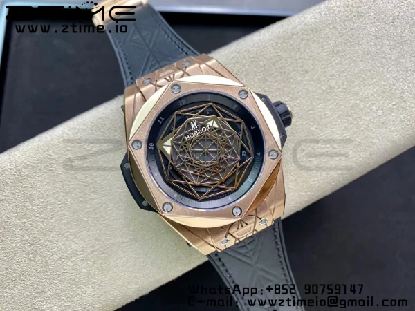 HUBLOT Big Bang Sang Bleu RG Titanium 415.OX.1118.VR.MXM17 WWF 1:1 Best Edition Blue Skeletonal Dial On Blue Gummy Strap Asian HB1213 - Super Clone Watch | 1:1 Best Version