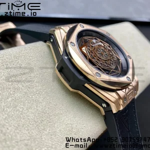 HUBLOT Big Bang Sang Bleu RG Titanium 415.OX.1118.VR.MXM17 WWF 1:1 Best Edition Blue Skeletonal Dial On Blue Gummy Strap Asian HB1213 - Super Clone Watch | 1:1 Best Version