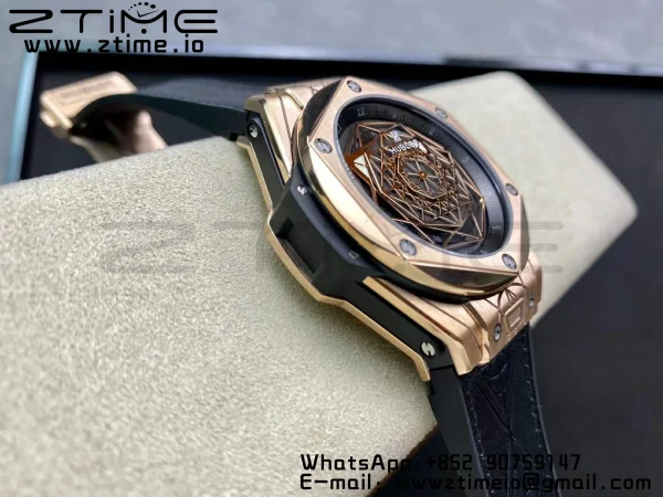 HUBLOT Big Bang Sang Bleu RG Titanium 415.OX.1118.VR.MXM17 WWF 1:1 Best Edition Blue Skeletonal Dial On Blue Gummy Strap Asian HB1213 - Super Clone Watch | 1:1 Best Version