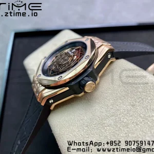 HUBLOT Big Bang Sang Bleu RG Titanium 415.OX.1118.VR.MXM17 WWF 1:1 Best Edition Blue Skeletonal Dial On Blue Gummy Strap Asian HB1213 - Super Clone Watch | 1:1 Best Version