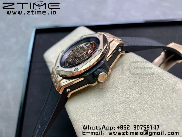 HUBLOT Big Bang Sang Bleu RG Titanium 415.OX.1118.VR.MXM17 WWF 1:1 Best Edition Blue Skeletonal Dial On Blue Gummy Strap Asian HB1213 - Super Clone Watch | 1:1 Best Version