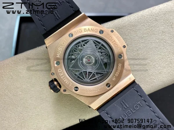 HUBLOT Big Bang Sang Bleu RG Titanium 415.OX.1118.VR.MXM17 WWF 1:1 Best Edition Blue Skeletonal Dial On Blue Gummy Strap Asian HB1213 - Super Clone Watch | 1:1 Best Version