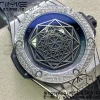 HUBLOT Big Bang Sang Bleu Titanium 415.NX WWF 1:1 Best Edition Black Skeletonal Dial Titanium bezel with diamonds On Black Gummy Strap Asian HB1213 - Super Clone Watch | 1:1 Best Version
