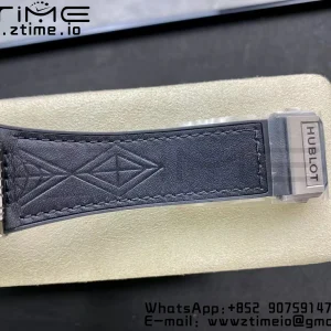 HUBLOT Big Bang Sang Bleu Titanium 415.NX WWF 1:1 Best Edition Black Skeletonal Dial Titanium bezel with diamonds On Black Gummy Strap Asian HB1213 - Super Clone Watch | 1:1 Best Version