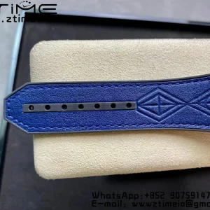 HUBLOT Big Bang Sang Bleu Titanium 415.NX WWF 1:1 Best Edition Blue Skeletonal Dial Titanium bezel with diamonds On Blue Gummy Strap Asian HB1213 - Super Clone Watch | 1:1 Best Version