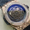 HUBLOT Big Bang Sang Bleu RG Titanium 415.NX WWF 1:1 Best Edition Μαύρο σκελετωμένο καντράν Τιτανίου με διαμάντια σε μαύρο λουράκι Ασιατικό HB1213 - Super Clone Watch | 1:1 Best Version