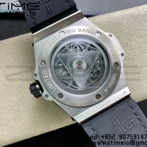 HUBLOT Big Bang Sang Bleu Titanium 415.NX.1112.VR.1704.MXM17 WWF 1:1 Best Edition Diamonds Case On Blue Gummy Strap Asian HB1213 - Super Clone Watch | 1:1 Best Version