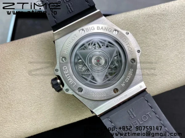 HUBLOT Big Bang Sang Bleu Titanium 415.NX.1112.VR.1704.MXM17 WWF 1:1 Best Edition Diamonds Case On Blue Gummy Strap Asian HB1213 - Super Clone Watch | 1:1 Best Version