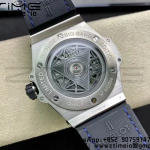 HUBLOT Big Bang Sang Bleu Titanium 415.NX.7179.VR.1704.MXM18 WWF 1:1 Best Edition Diamonds Case On Blue Gummy Strap Asian HB1213 - Super Clone Watch | 1:1 Best Version