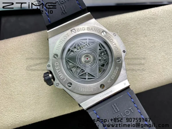 HUBLOT Big Bang Sang Bleu Titanium 415.NX.7179.VR.1704.MXM18 WWF 1:1 Best Edition Diamonds Case On Blue Gummy Strap Asian HB1213 - Super Clone Watch | 1:1 Best Version
