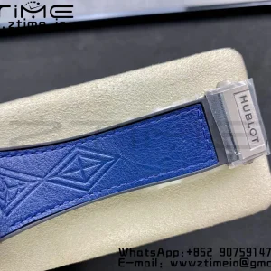 HUBLOT Big Bang Sang Bleu Titanium 415.NX.7179.VR.1704.MXM18 WWF 1:1 Best Edition Diamonds Case On Blue Gummy Strap Asian HB1213 - Super Clone Watch | 1:1 Best Version