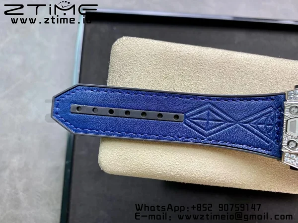 HUBLOT Big Bang Sang Bleu Titanium 415.NX.7179.VR.1704.MXM18 WWF 1:1 Best Edition Diamonds Case On Blue Gummy Strap Asian HB1213 - Super Clone Watch | 1:1 Best Version