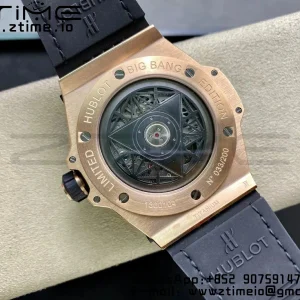 HUBLOT Big Bang Sang Bleu RG Titanium 415.OX.1118.VR.1704.MXM17 WWF 1:1 Best Edition Diamonds Case On Blue Gummy Strap Asian HB1213 - Super Clone Watch | 1:1 Best Version