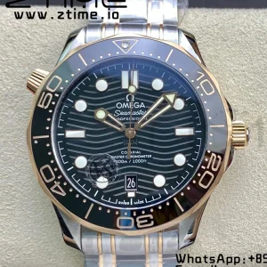 OMEGA 2018 Seamaster Diver 300M SS/RG VSF 1:1 Best Edition RG Bezel Black Dial on SS/RG Bracelet A8800 - Super Clone Watch | 1:1 Best Version