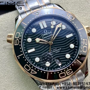OMEGA 2018 Seamaster Diver 300M SS/RG VSF 1:1 Best Edition RG Bezel Black Dial on SS/RG Bracelet A8800 - Super Clone Watch | 1:1 Best Version