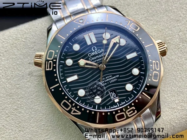 OMEGA 2018 Seamaster Diver 300M SS/RG VSF 1:1 Best Edition RG Bezel Black Dial on SS/RG Bracelet A8800 - Super Clone Watch | 1:1 Best Version