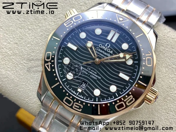 OMEGA 2018 Seamaster Diver 300M SS/RG VSF 1:1 Best Edition RG Bezel Black Dial on SS/RG Bracelet A8800 - Super Clone Watch | 1:1 Best Version