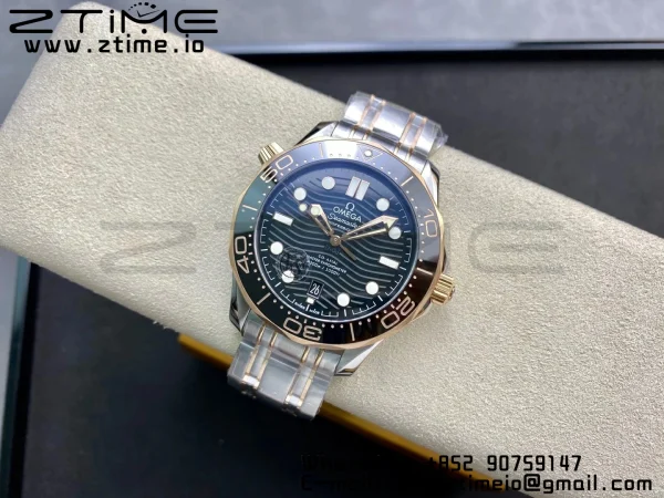 OMEGA 2018 Seamaster Diver 300M SS/RG VSF 1:1 Best Edition RG Bezel Black Dial on SS/RG Bracelet A8800 - Super Clone Watch | 1:1 Best Version