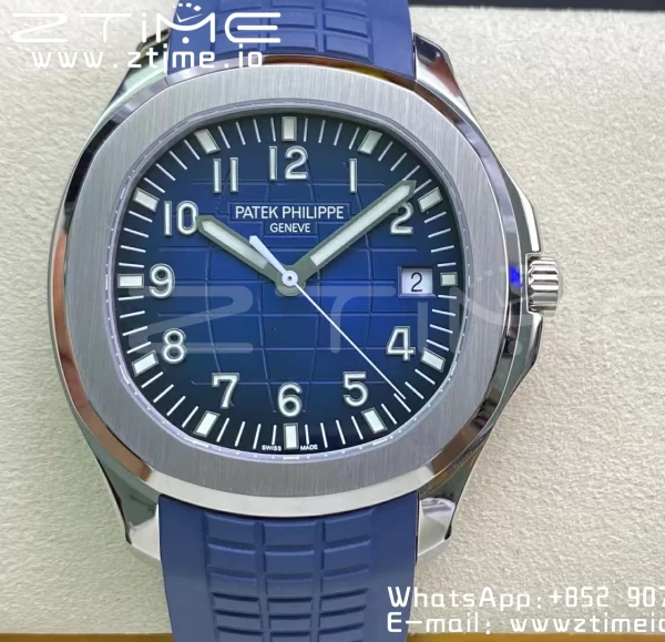 PATEK PHILIPPE Aquanaut 5168G 42mm SS 3KF 1:1 Best Edition Blue Dial on Blue Rubber Strap A324 Super Clone V2 - Super Clone Watch | 1:1 Best Version