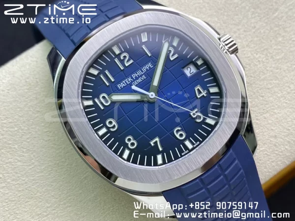 PATEK PHILIPPE Aquanaut 5168G 42mm SS 3KF 1:1 Best Edition Blue Dial on Blue Rubber Strap A324 Super Clone V2 - Super Clone Watch | 1:1 Best Version