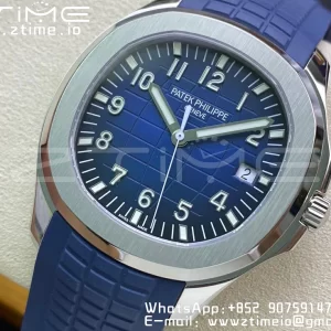 PATEK PHILIPPE Aquanaut 5168G 42mm SS 3KF 1:1 Best Edition Blue Dial on Blue Rubber Strap A324 Super Clone V2 - Super Clone Watch | 1:1 Best Version