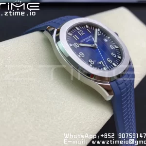 PATEK PHILIPPE Aquanaut 5168G 42mm SS 3KF 1:1 Best Edition Blue Dial on Blue Rubber Strap A324 Super Clone V2 - Super Clone Watch | 1:1 Best Version