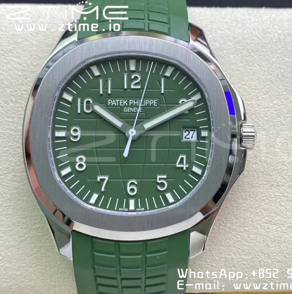 PATEK PHILIPPE Aquanaut 5168G 42mm SS 3KF 1:1 Best Edition Green Dial on Green Rubber Strap A324 Super Clone V2 - Super Clone Watch | 1:1 Best Version