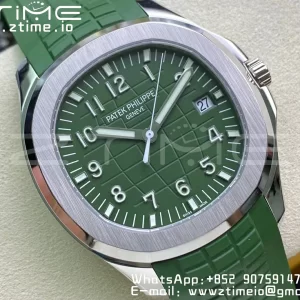 PATEK PHILIPPE Aquanaut 5168G 42mm SS 3KF 1:1 Best Edition Green Dial on Green Rubber Strap A324 Super Clone V2 - Super Clone Watch | 1:1 Best Version