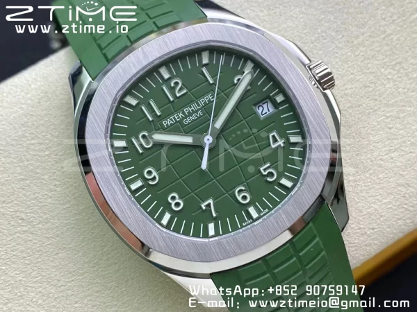 PATEK PHILIPPE Aquanaut 5168G 42mm SS 3KF 1:1 Best Edition Green Dial on Green Rubber Strap A324 Super Clone V2 - Super Clone Watch | 1:1 Best Version