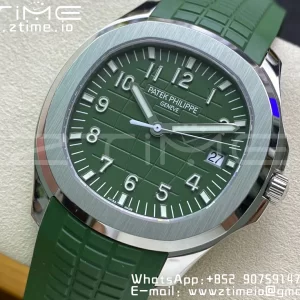 PATEK PHILIPPE Aquanaut 5168G 42mm SS 3KF 1:1 Best Edition Green Dial on Green Rubber Strap A324 Super Clone V2 - Super Clone Watch | 1:1 Best Version