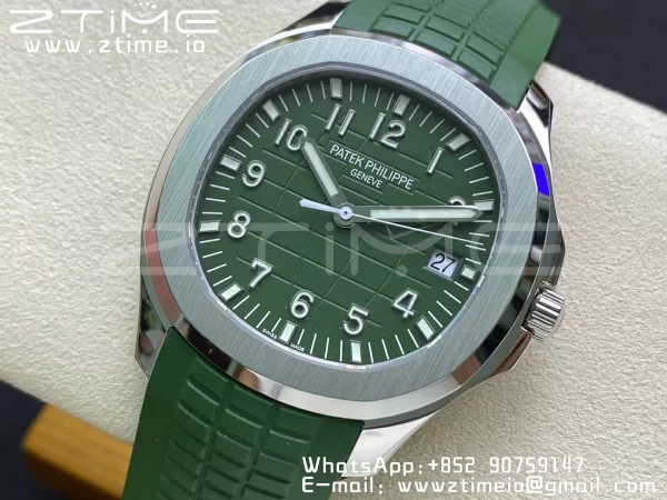PATEK PHILIPPE Aquanaut 5168G 42mm SS 3KF 1:1 Best Edition Green Dial on Green Rubber Strap A324 Super Clone V2 - Super Clone Watch | 1:1 Best Version