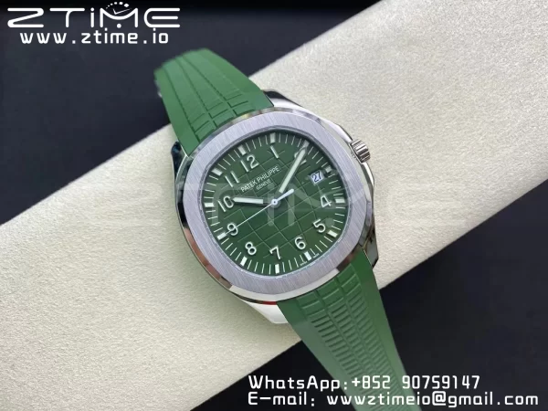 PATEK PHILIPPE Aquanaut 5168G 42mm SS 3KF 1:1 Best Edition Green Dial on Green Rubber Strap A324 Super Clone V2 - Super Clone Watch | 1:1 Best Version