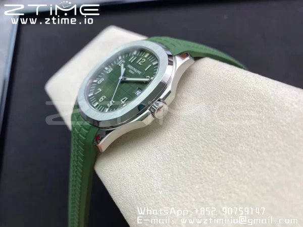 PATEK PHILIPPE Aquanaut 5168G 42mm SS 3KF 1:1 Best Edition Green Dial on Green Rubber Strap A324 Super Clone V2 - Super Clone Watch | 1:1 Best Version