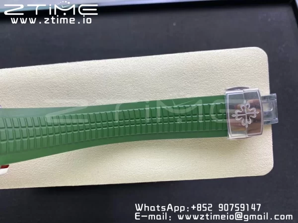 PATEK PHILIPPE Aquanaut 5168G 42mm SS 3KF 1:1 Best Edition Green Dial on Green Rubber Strap A324 Super Clone V2 - Super Clone Watch | 1:1 Best Version