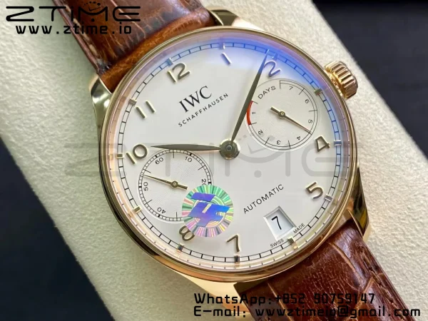 IWC Πορτογαλική Real PR RG IW500113 ZF 1:1 Best Edition White Dial σε καφέ δερμάτινο λουράκι A52010 V5 - Super Clone Watch | 1:1 Best Version