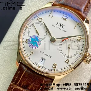 IWC Πορτογαλική Real PR RG IW500113 ZF 1:1 Best Edition White Dial σε καφέ δερμάτινο λουράκι A52010 V5 - Super Clone Watch | 1:1 Best Version