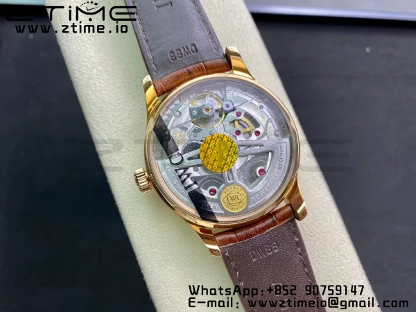 IWC Πορτογαλική Real PR RG IW500113 ZF 1:1 Best Edition White Dial σε καφέ δερμάτινο λουράκι A52010 V5 - Super Clone Watch | 1:1 Best Version