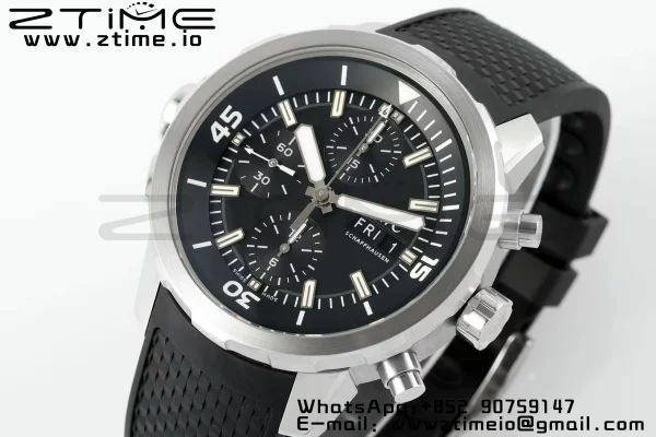 IWC Aquatimer Chrono IW376803 SS APSF 1:1 Best Edition Black Dial on Black Rubber Strap DD7750 - Super Clone Watch | 1:1 Best Version
