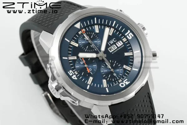 IWC Aquatimer Chrono IW376805 SS APSF 1:1 Best Edition Blue Dial on Black Rubber Strap DD7750 - Super Clone Watch | 1:1 Best Version