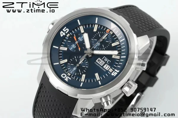 IWC Aquatimer Chrono IW376805 SS APSF 1:1 Best Edition Blue Dial on Black Rubber Strap DD7750 - Super Clone Watch | 1:1 Best Version