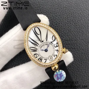 Breguet Reine de Naples 8918BA/58/864/D00D YG ZF 1:1 Best Edition White MOP Dial Diamonds Bezel on Black Fabric Strap A537 V2 - Super Clone Watch | 1:1 Best Version