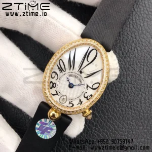 Breguet Reine de Naples 8918BA/58/864/D00D YG ZF 1:1 Best Edition White MOP Dial Diamonds Bezel on Black Fabric Strap A537 V2 - Super Clone Watch | 1:1 Best Version