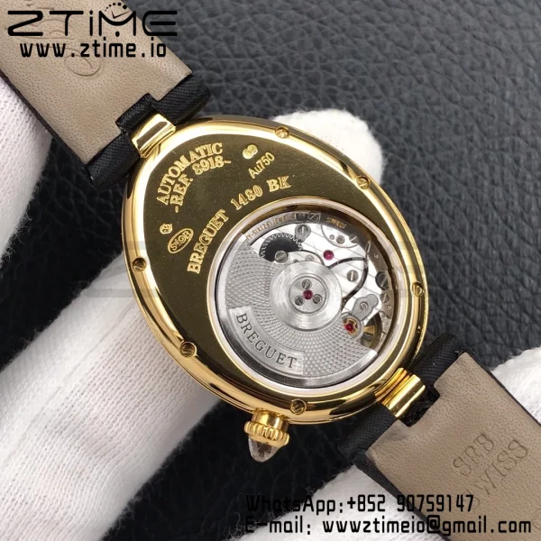 Breguet Reine de Naples 8918BA/58/864/D00D YG ZF 1:1 Best Edition White MOP Dial Diamonds Bezel on Black Fabric Strap A537 V2 - Super Clone Watch | 1:1 Best Version
