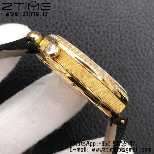 Breguet Reine de Naples 8918BA/58/864/D00D YG ZF 1:1 Best Edition White MOP Dial Diamonds Bezel on Black Fabric Strap A537 V2 - Super Clone Watch | 1:1 Best Version