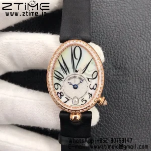 Breguet  Reine de Naples 8918BR/58/864 D00D RG ZF 1:1 Best Edition White MOP Dial Diamonds Bezel on Black Fabric Strap A537 V2 - Super Clone Watch | 1:1 Best Version
