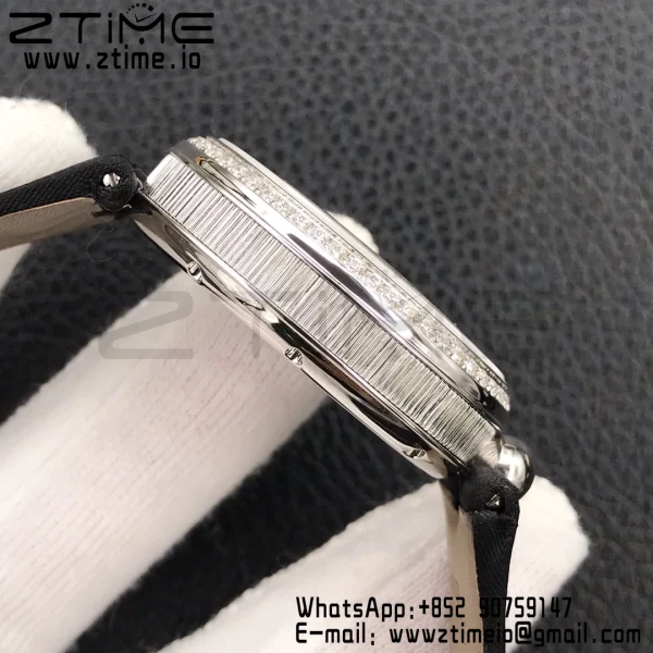 Breguet Reine de Naples 8918BB/58/864/D00D SS ZF 1:1 Best Edition White MOP Dial Diamonds Bezel on Black Fabric Strap A537 V2 - Super Clone Watch | 1:1 Best Version