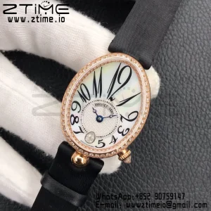 Breguet  Reine de Naples 8918BR/58/864 D00D RG ZF 1:1 Best Edition White MOP Dial Diamonds Bezel on Black Fabric Strap A537 V2 - Super Clone Watch | 1:1 Best Version